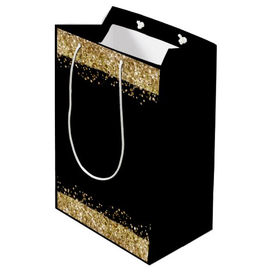 50th Birthday Gold en Black Big Five-Oh Medium Cadeauzakje (Achterkant Gekanteld)