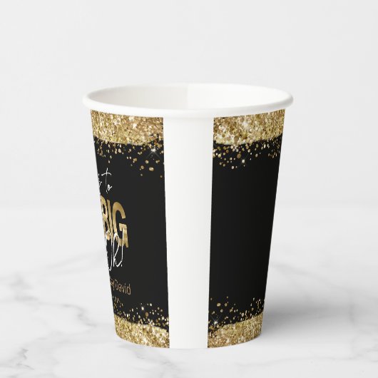 50th Birthday Gold en Black Big Five-Oh Papieren Bekers (Links)