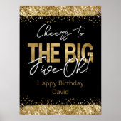 50th Birthday Gold en Black Big Five-Oh Poster (Voorkant)