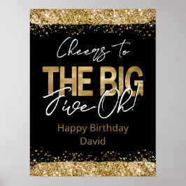 50th Birthday Gold en Black Big Five-Oh Poster