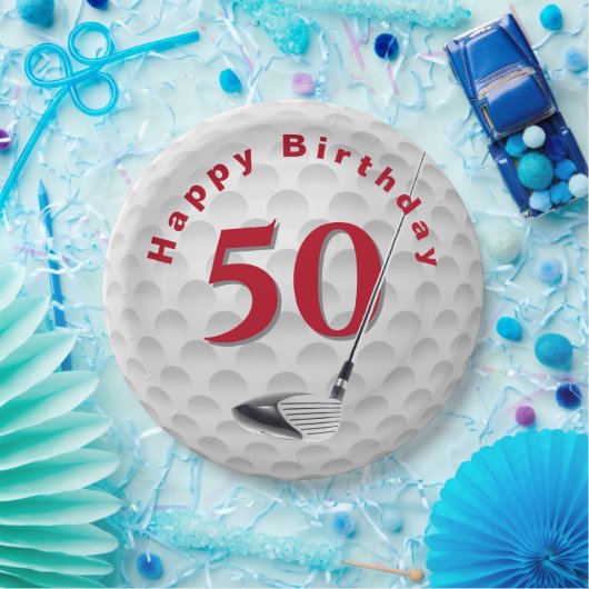 50th Birthday Golf Ball Design Paper Bord (Feest)