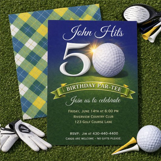 50th Birthday Golf Theme Kaart