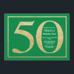 50th Birthday Green en Gold Glitter Kaart<br><div class="desc">50e uitnodiging van de verjaardag. De Groene en Gouden Glitter Birthday Party nodigt met Groene Achtergrond uit. Verrassende verjaardag. Volwassen verjaardag. Mannen of Vrouwen Bday Bash Party. Voor verdere aanpassing,  te klikken gelieve de knoop "van de Aanpassing het"en ons ontwerphulpmiddel te gebruiken om deze sjabloon te wijzigen.</div>