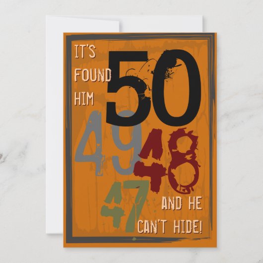 50th Birthday Grungy Countdown Party Invitation Kaart (Voorkant)
