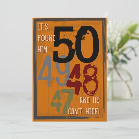 50th Birthday Grungy Countdown Party Invitation Kaart (Staand voorkant)