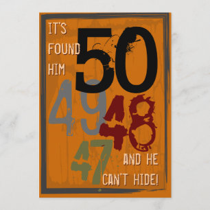 50th Birthday Grungy Countdown Party Invitation Kaart