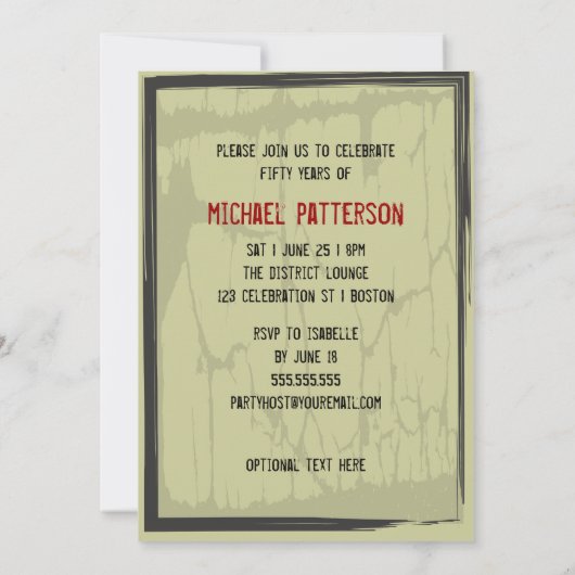 50th Birthday Grungy Countdown Party Invitation Kaart (Achterkant)