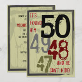 50th Birthday Grungy Countdown Party Invitation Kaart (Voorkant / Achterkant)