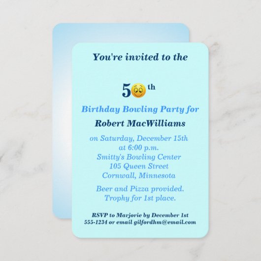 50th Birthday Happy Face Party-uitnodiging Kaart (Voorkant / Achterkant)