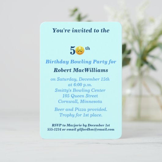 50th Birthday Happy Face Party-uitnodiging Kaart (Staand voorkant)