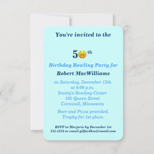 50th Birthday Happy Face Party-uitnodiging Kaart (Voorkant)