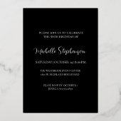 50th Birthday Hello Fifty Photo Black And Gold Folie Uitnodiging (Achterkant)