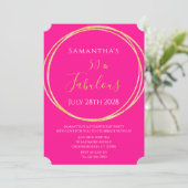 50th Birthday Hot Pink Gold Birthday Invitation Kaart (Staand voorkant)