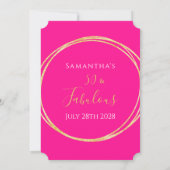 50th Birthday Hot Pink Gold Birthday Invitation Kaart (Achterkant)