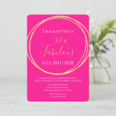 50th Birthday Hot Pink Gold Birthday Invitation Kaart (Staand voorkant)