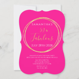 50th Birthday Hot Pink Gold Birthday Invitation Kaart