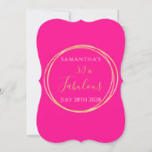 50th Birthday Hot Pink Gold Birthday Invitation Kaart (Achterkant)