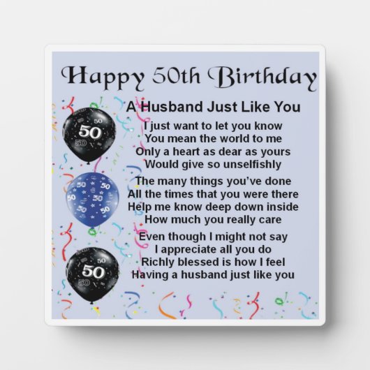50th Birthday Husband Poem Plaque Fotoplaat (Voorkant)