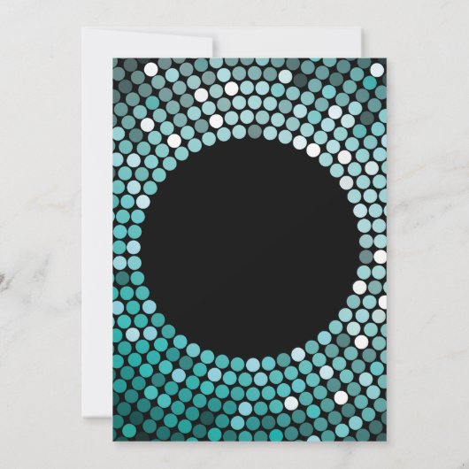 50th Birthday Invitation Black en Blauwgroen Glitt Kaart (Achterkant)