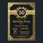 50th Birthday Invitation Black en Gold Glitter Kaart<br><div class="desc">50e verjaardag Uitnodiging met zwarte en gouden achtergrond. Volwassen verjaardag. Mannelijke Mannen of vrouwen: Birthday. Kinder jongen of meisje Lady Teen Teenage Bday Invite. 13e 15e 16e 18e 21e 30e 40e 50e 60e 70e 80e 90e 100e. Elke leeftijd. Voor verdere aanpassing, te klikken gelieve de knoop "van de Aanpassing het"en...</div>