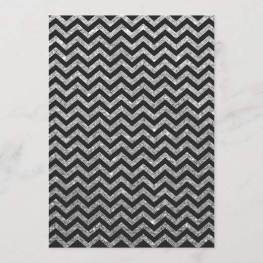 50th Birthday Invitation Black en Silver Glitter Kaart (Achterkant)