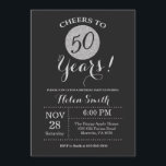 50th Birthday Invitation Black en Silver Glitter Kaart<br><div class="desc">50e verjaardag Uitnodiging zwarte en zilverglitterkaart. Voor verdere aanpassing,  te klikken gelieve de knoop "van de Aanpassing het"en ons ontwerphulpmiddel te gebruiken om deze sjabloon te wijzigen.</div>