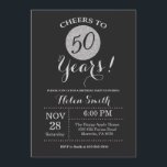50th Birthday Invitation Black en Silver Glitter Kaart<br><div class="desc">50e verjaardag Uitnodiging zwarte en zilverglitterkaart. Voor verdere aanpassing,  te klikken gelieve de knoop "van de Aanpassing het"en ons ontwerphulpmiddel te gebruiken om deze sjabloon te wijzigen.</div>