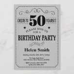 50th Birthday Invitation Black en Silver Grey Kaart<br><div class="desc">50e verjaardag Uitnodiging Black en Silver Grey Typografie. Zwarte en Zilver grijze achtergrond. Volwassen verjaardag. Mannelijke Mannen of vrouwen: Birthday. Kinder jongen of meisje Lady Teen Teenage Bday Invite. 13e 15e 16e 18e 21e 30e 40e 50e 60e 70e 80e 90e 100e. Elke leeftijd. Voor verdere aanpassing, te klikken gelieve de...</div>