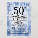 50th Birthday Invitation Blue Glitter Kaart<br><div class="desc">50th Birthday Invitation met Blue String Lights met Blue Glitter Background. Blauwe verjaardag. Volwassen verjaardag. Mannen of vrouwen uitgenodigd. 13e 15e 16e 18e 21e 30e 40e 50e 60e 70e 90e 100e, elke leeftijd. Voor verdere aanpassing, te klikken gelieve de knoop "van de Aanpassing het"en ons ontwerphulpmiddel te gebruiken om deze...</div>