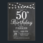 50th Birthday Invitation Chalkboard String Lights Kaart<br><div class="desc">50th Birthday Invitation with Chalkboard String Lights. 16e 18e 21e 30e 40e 50e 60e 70e 90e 100e,  elke leeftijd. Voor verdere aanpassing,  te klikken gelieve de knoop "van de Aanpassing het"en ons ontwerphulpmiddel te gebruiken om deze sjabloon te wijzigen.</div>