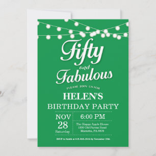 50th Birthday Invitation Green Fabulous Kaart