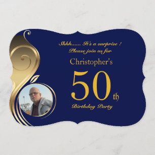 50th, Birthday Invitation Man Anyage,Foto,all shap Kaart