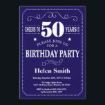 50th Birthday Invitation Navy Blue and White Kaart<br><div class="desc">50e verjaardag van de uitnodiging van de Birthday Navy Blue en White Typografie. Marineblauw en witte achtergrond. Volwassen verjaardag. Mannelijke Mannen of vrouwen: Birthday. Kinder jongen of meisje Lady Teen Teenage Bday Invite. 13e 15e 16e 18e 21e 30e 40e 50e 60e 70e 80e 90e 100e. Elke leeftijd. Voor verdere aanpassing,...</div>