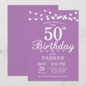 50th Birthday Invitation Paars Lavender Kaart (Voorkant / Achterkant)