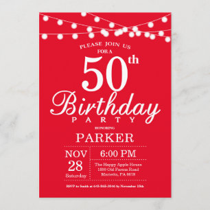 50th Birthday Invitation Red Kaart