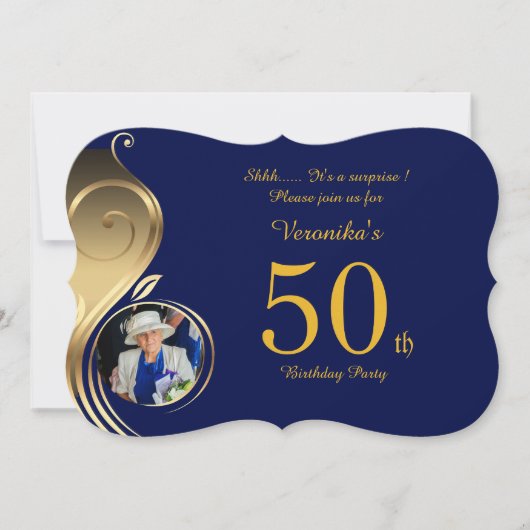 50th, Birthday Invitation Woman Elke leeftijd, Fot Kaart (Voorkant)