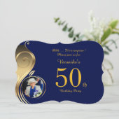 50th, Birthday Invitation Woman Elke leeftijd, Fot Kaart (Staand voorkant)