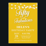 50th Birthday Invitation Yellow Fabulous Kaart<br><div class="desc">50th Birthday Uitnodiging met de Gele Achtergrond van de Lichten van het Koord. Vrouw Birthday Party. Vijftig en verbazingwekkend. Elke leeftijd. Voor verdere aanpassing,  te klikken gelieve de knoop "van de Aanpassing het"en ons ontwerphulpmiddel te gebruiken om deze sjabloon te wijzigen.</div>