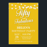 50th Birthday Invitation Yellow Fabulous Kaart<br><div class="desc">50th Birthday Uitnodiging met de Gele Achtergrond van de Lichten van het Koord. Vrouw Birthday Party. Vijftig en verbazingwekkend. Elke leeftijd. Voor verdere aanpassing,  te klikken gelieve de knoop "van de Aanpassing het"en ons ontwerphulpmiddel te gebruiken om deze sjabloon te wijzigen.</div>