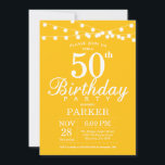 50th Birthday Invitation Yellow Kaart<br><div class="desc">50e verjaardag Uitnodiging met de Lichten van het Koord. Gele achtergrond. Mannen of vrouwen op zaterdag. 13e 15e 16e 18e 21e 30e 40e 50e 60e 70e 90e 100e, elke leeftijd. Voor verdere aanpassing, te klikken gelieve de knoop "van de Aanpassing het"en ons ontwerphulpmiddel te gebruiken om deze sjabloon te wijzigen....</div>
