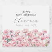 50th Birthday January Birth Flower Carnation Sparkling Wijnetiket (Enkel label)