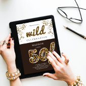 50th Birthday Leopard Folie Balloon Script Kaart