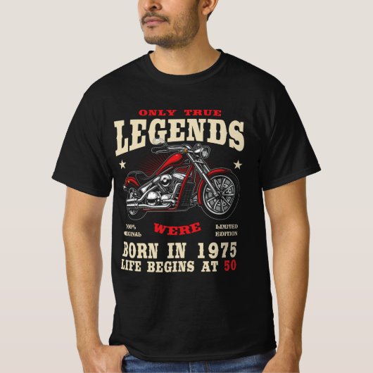 50th Birthday Man Biker Motorcycle Chopper 1975 T-shirt (Voorkant)