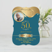 50th, Birthday Man elke leeftijd, kunstdeco, groen Kaart (Staand voorkant)