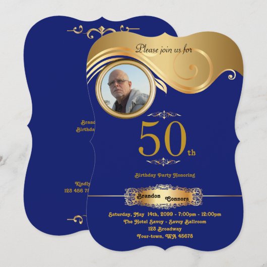 50th, Birthday Man elke leeftijd, kunstdeco, marin Kaart (Voorkant / Achterkant)