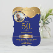 50th, Birthday Man elke leeftijd, kunstdeco, marin Kaart (Staand voorkant)