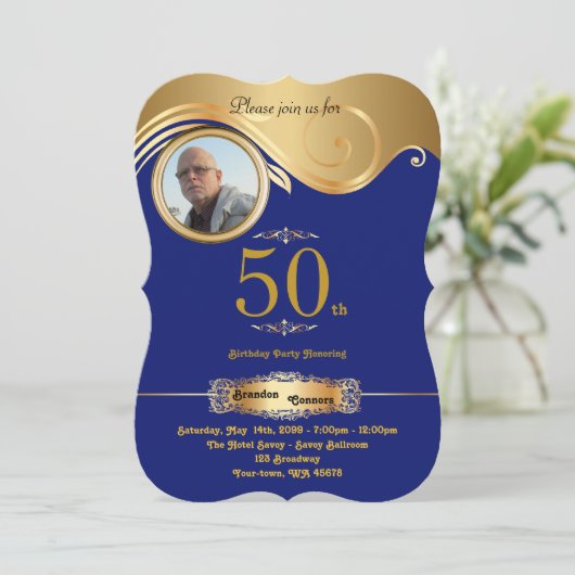 50th, Birthday Man elke leeftijd, kunstdeco, marin Kaart (Staand voorkant)