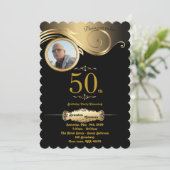 50th, Birthday Man elke leeftijd, kunstdeco, zwart Kaart (Staand voorkant)