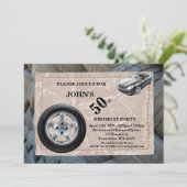 50th, Birthday Man, elke leeftijd, sportwagen, ban Kaart (Staand voorkant)