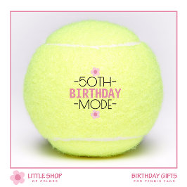 50th Birthday Mode Pink Floral Personalized Tennisballen